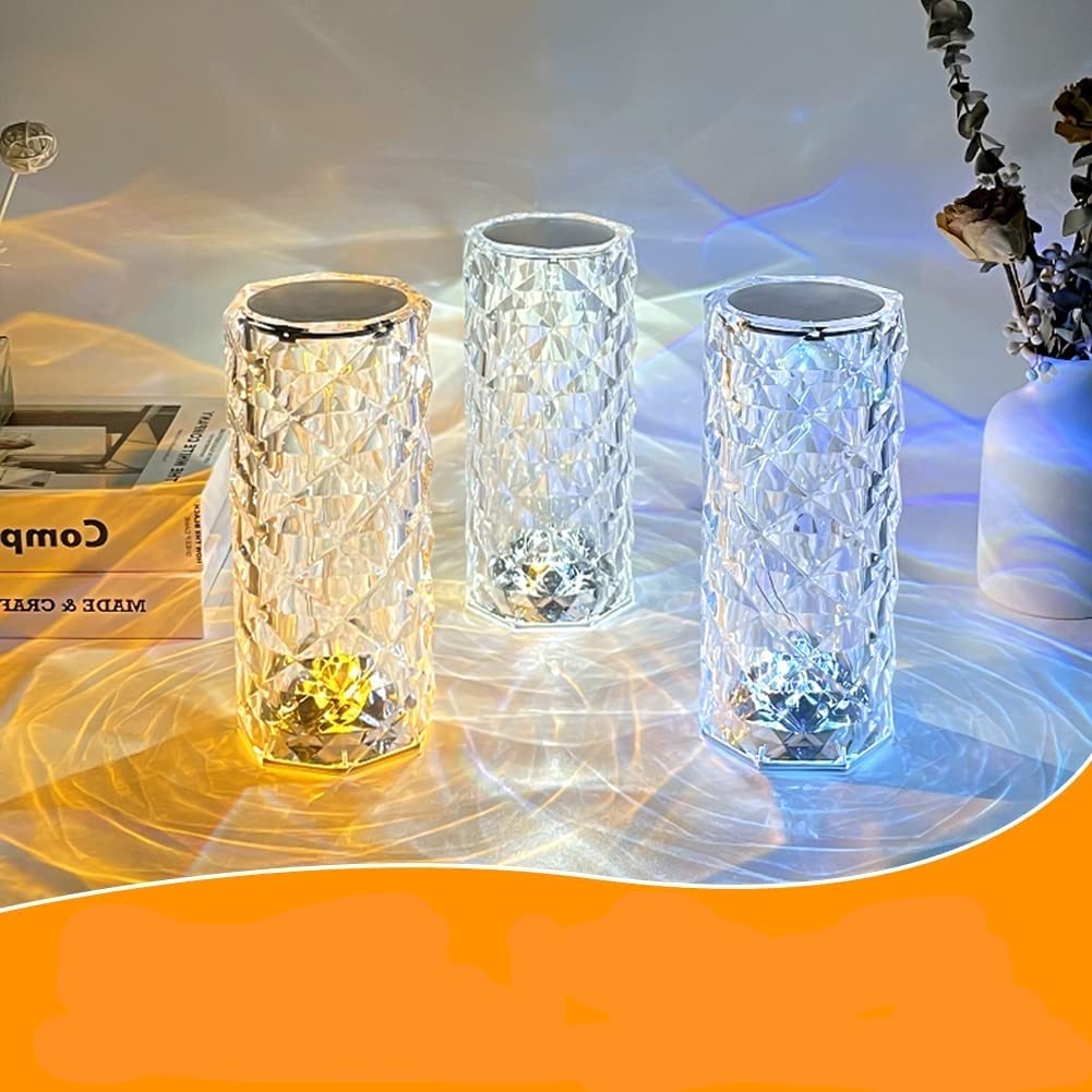 Crystal Touch Night Light – 16 Colours LED Rose Diamond Lamp with Remo ...